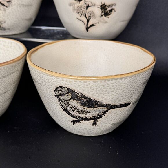 4 Spectrum Bowl Soup Cereal Bird Butterfly Dragonfly Bee Earth Tone 2015 5.25“ - Picture 2 of 11